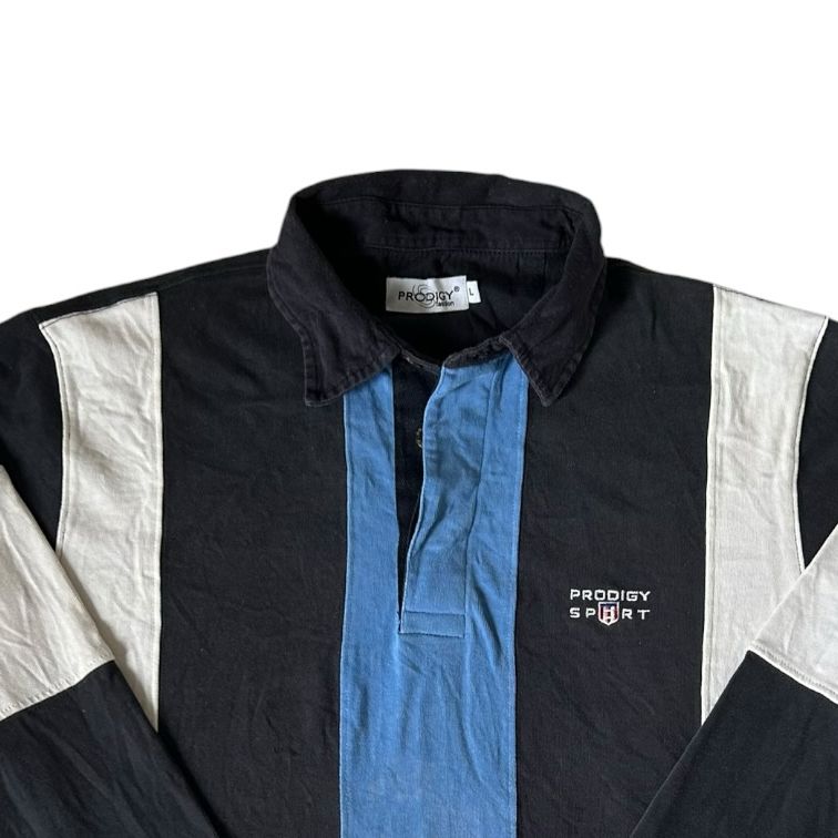 Large Prodigy Sport Black, White and Blue Rugby Shirt