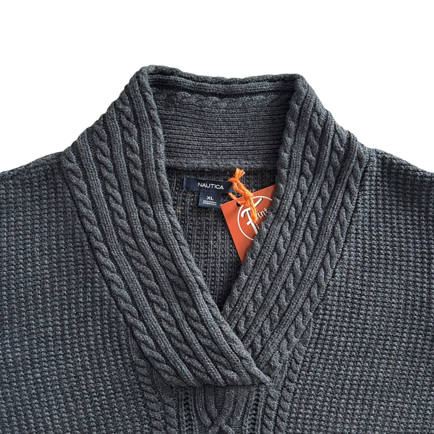 Woman's Extra large Nautica Grey Knitted Shawl Neck Jumper