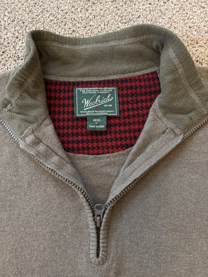 Large Woolrich Grey/ Green 1/4 Zip