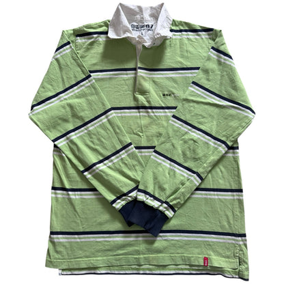 Large SMF Sport Green Striped Rugby Shirt