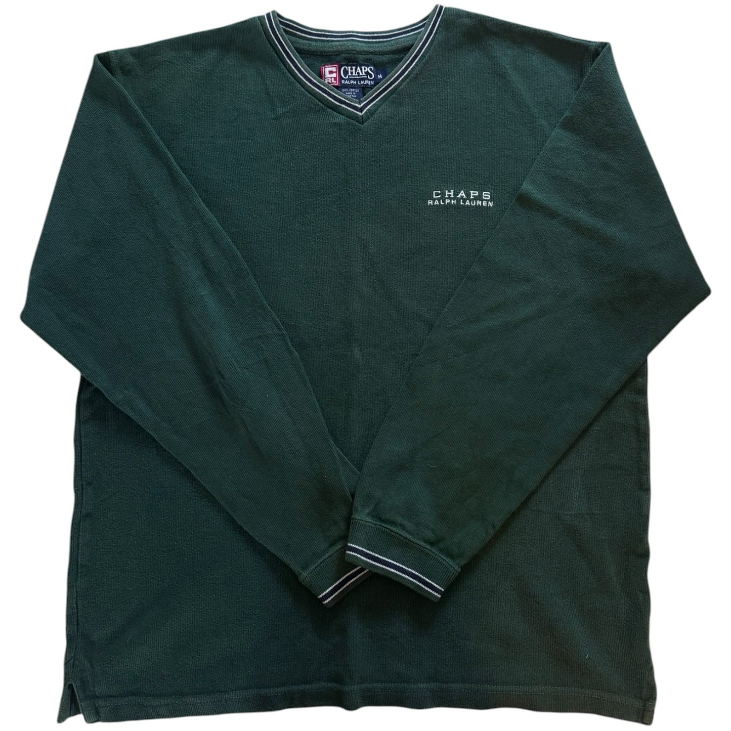Medium Chaps Green V-Neck Sweatshirt
