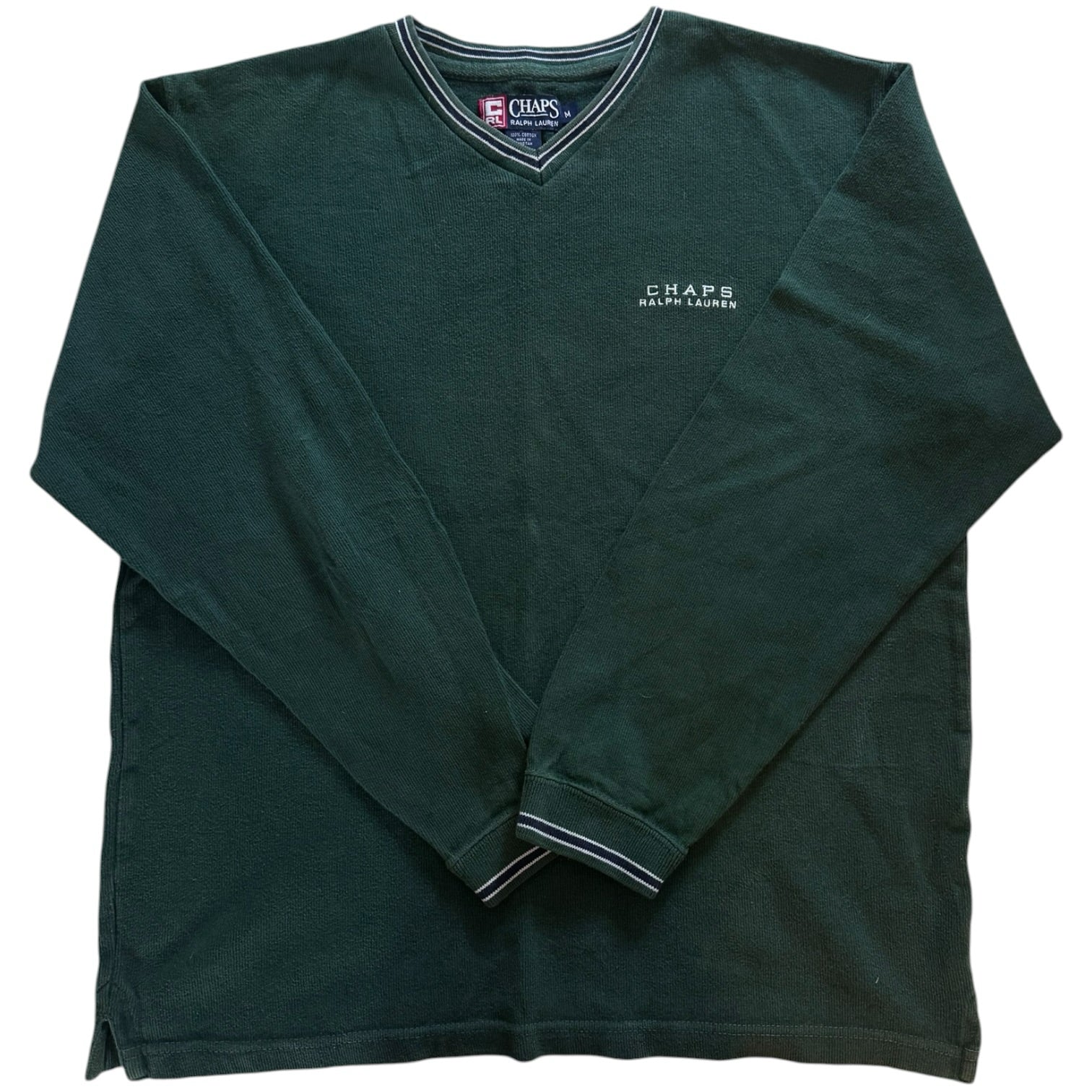 Medium Chaps Green V-Neck Sweatshirt