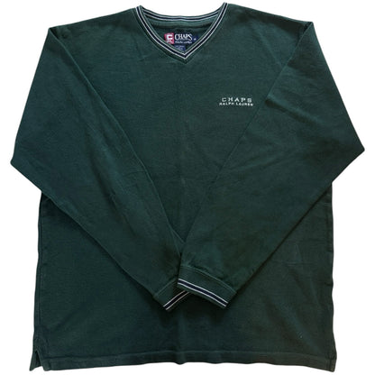 Medium Chaps Green V-Neck Sweatshirt