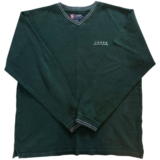 Medium Chaps Green V-Neck Sweatshirt