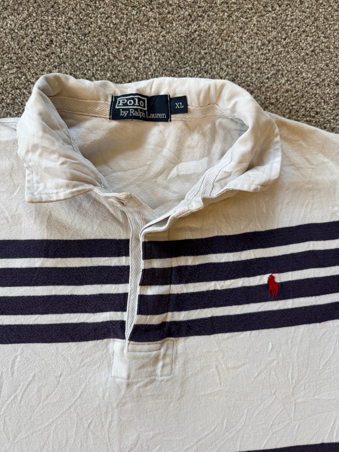 Extra large Ralph Lauren White and Navy Rugby Shirt