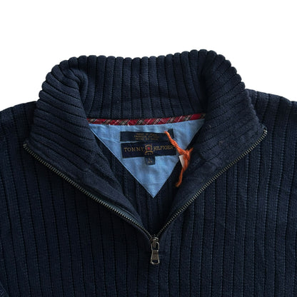 Large Tommy Hilfiger Navy Ribbed 1/4 Zip