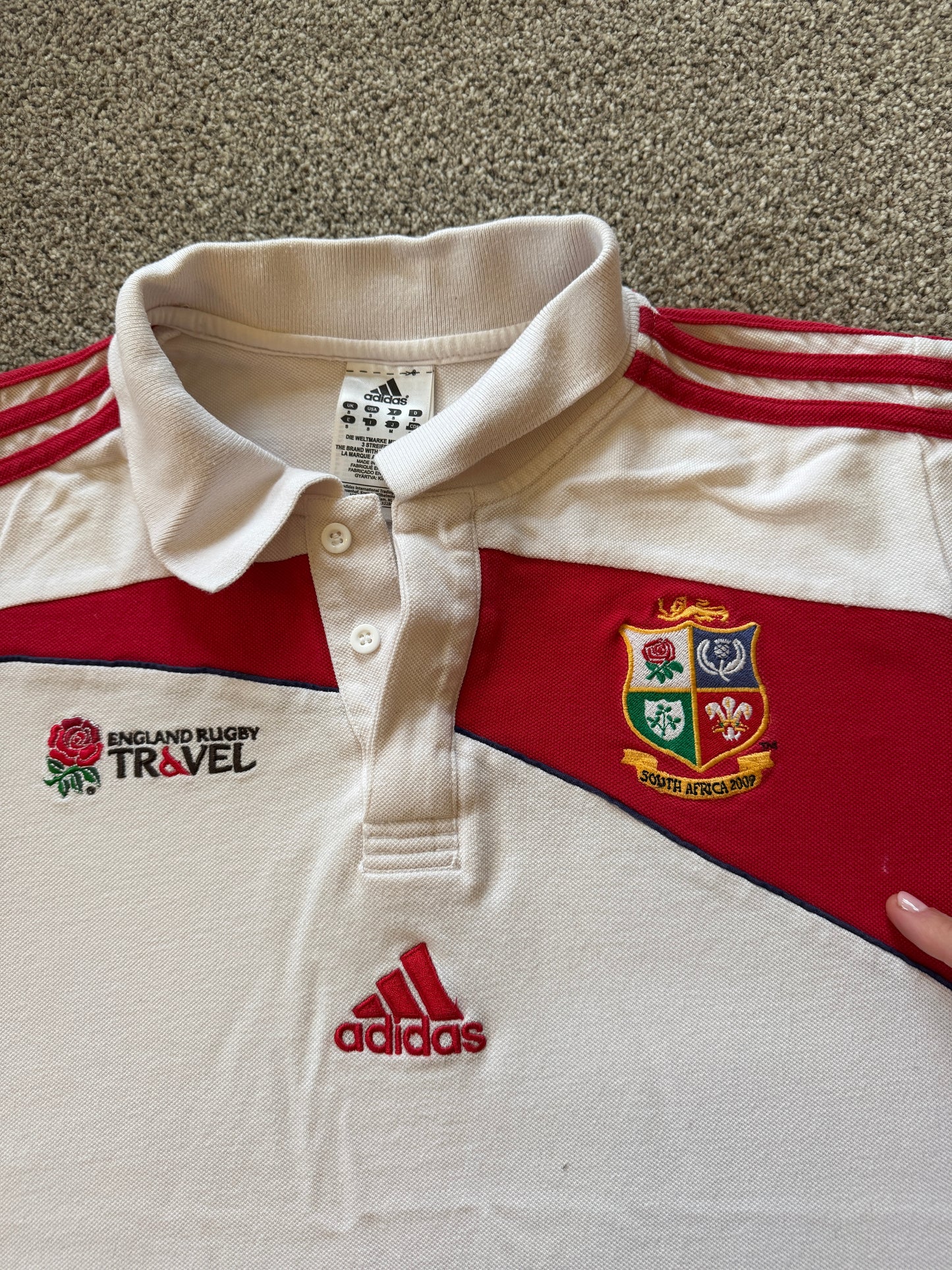 Small Adidas White Lions Rugby Polo Shirt