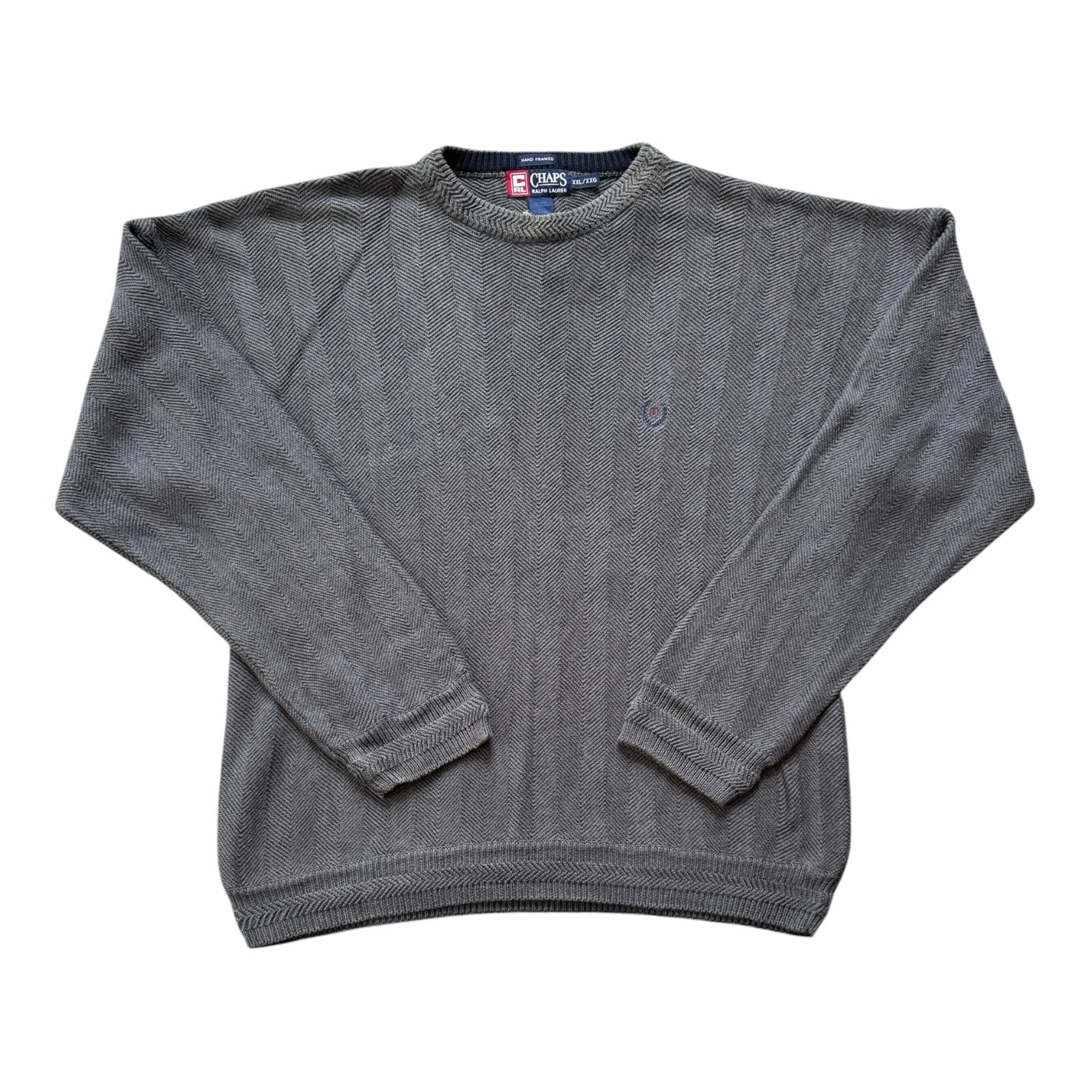 XXL Chaps Grey Herringbone Knitted Jumper