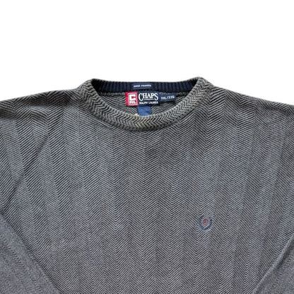 XXL Chaps Grey Herringbone Knitted Jumper