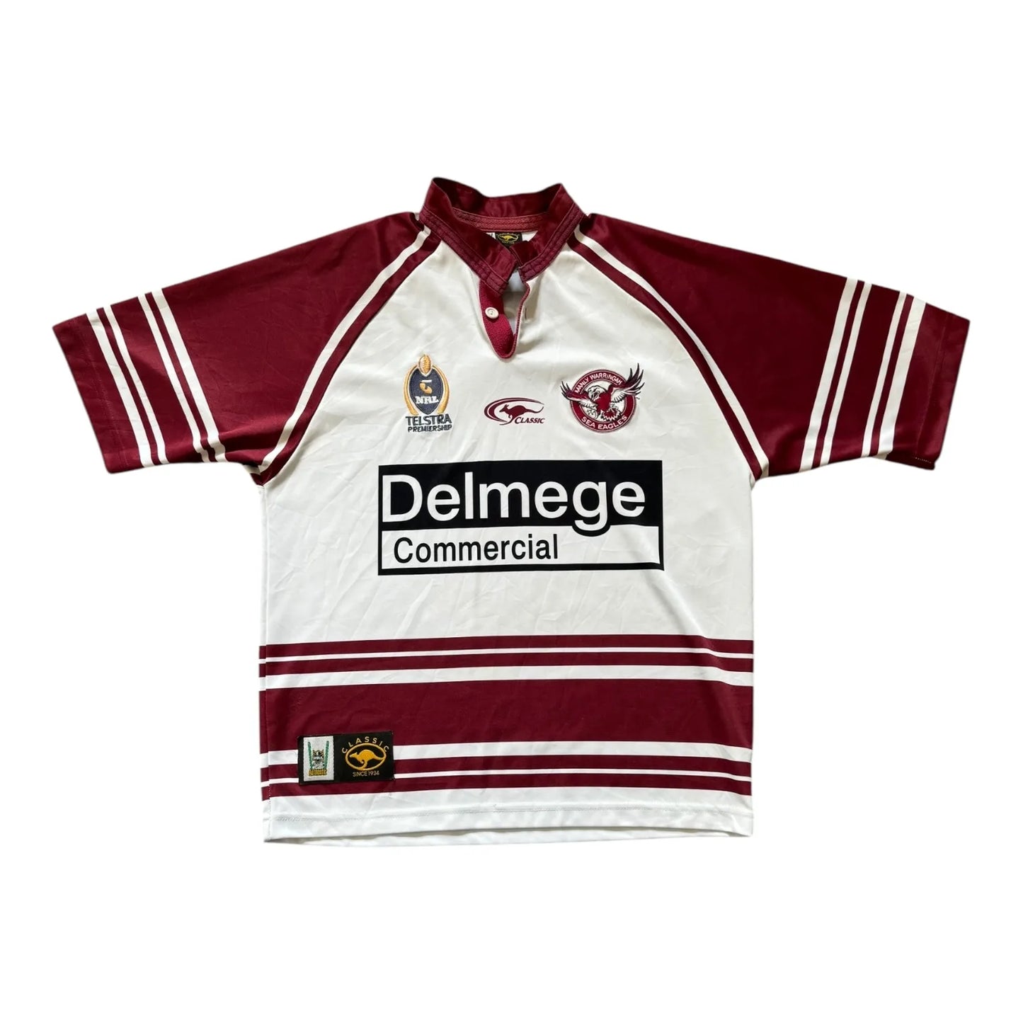 Large Classic White Manly Warringah Sea Eagles Rugby Shirt