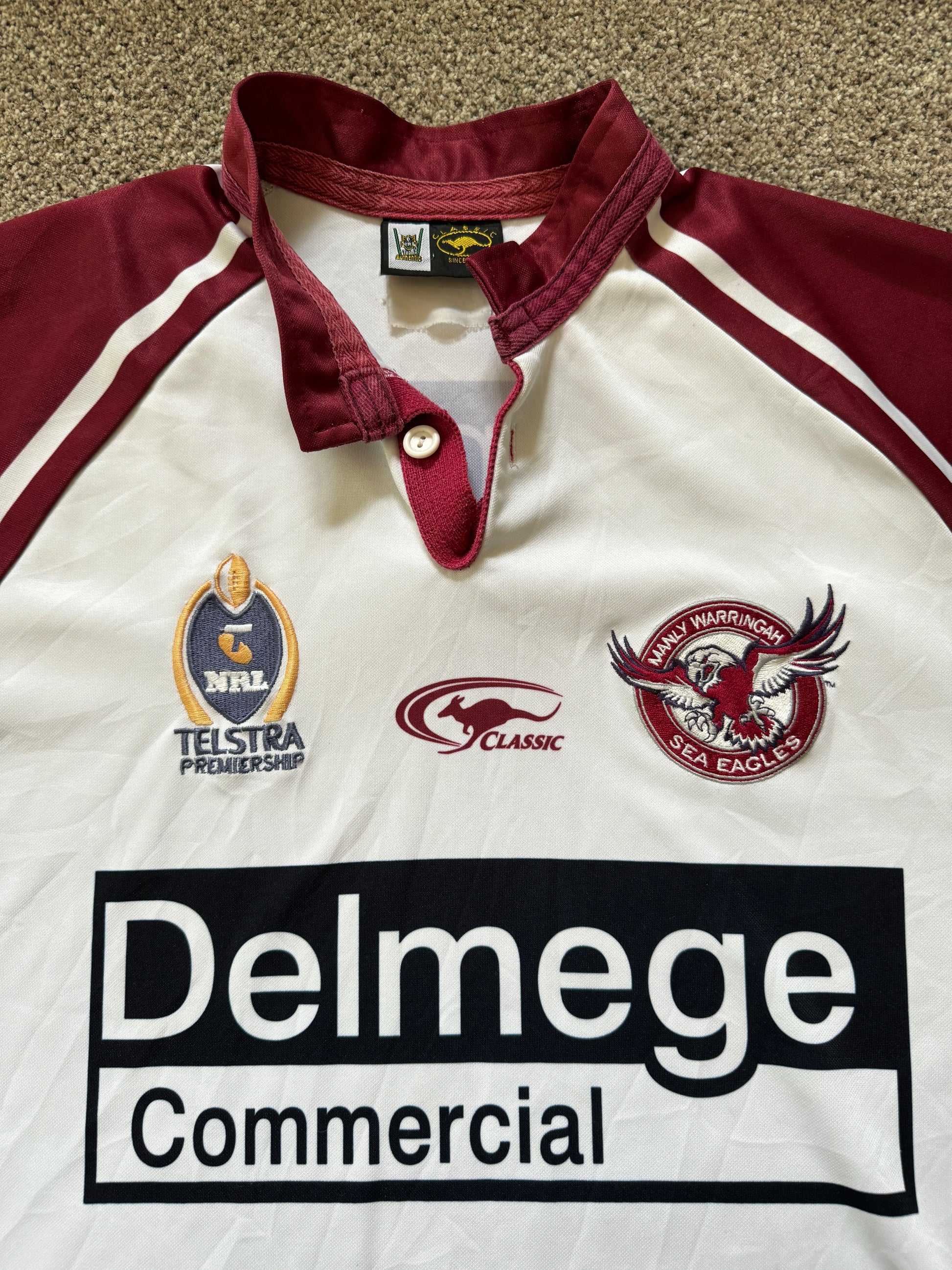 Large Classic White Manly Warringah Sea Eagles Rugby Shirt