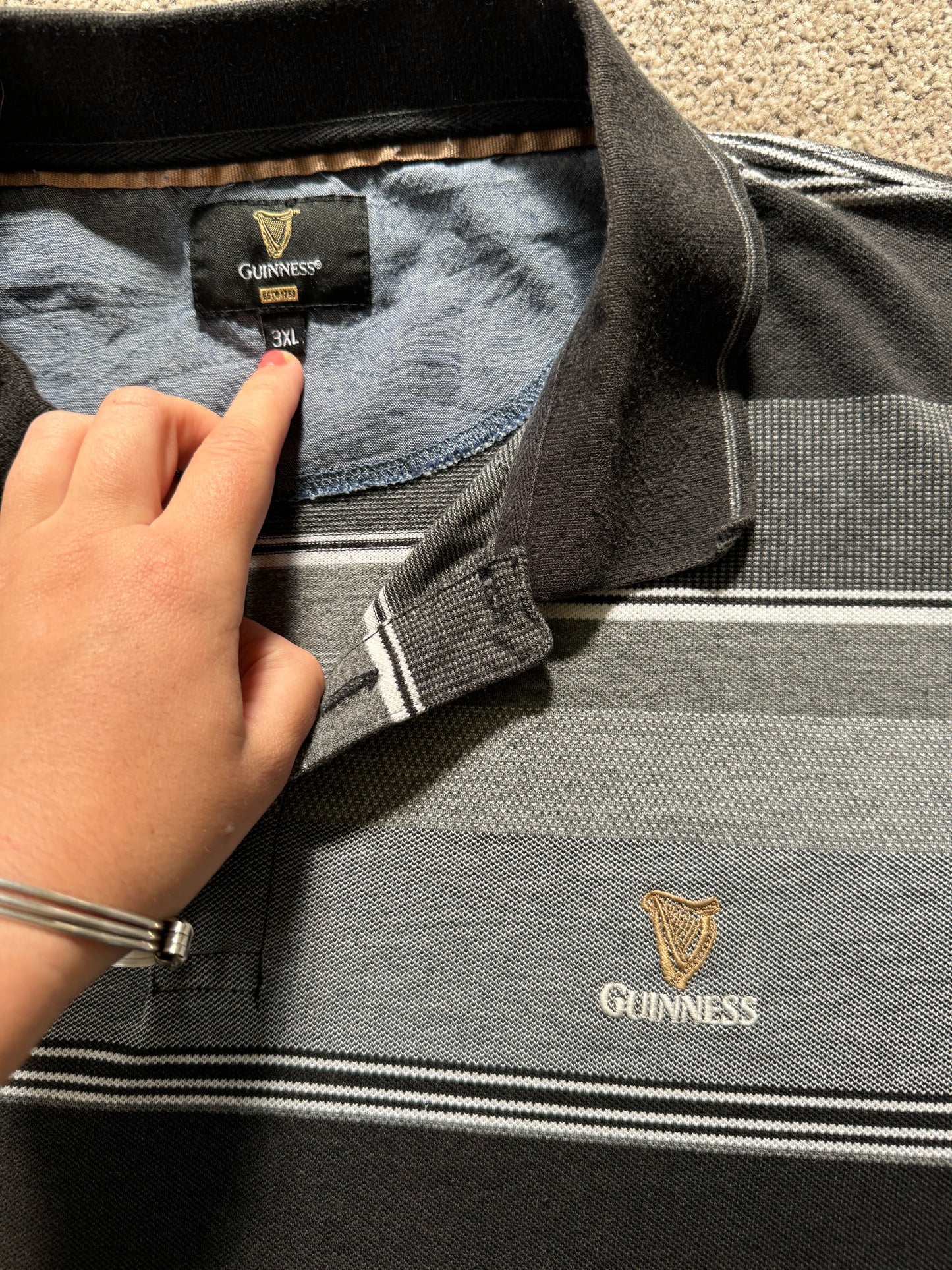 3XL Guinness Black Polo Shirt
