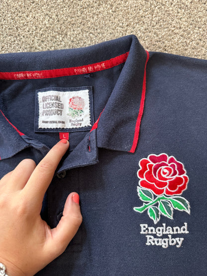 Large England Rugby Navy Polo Shirt