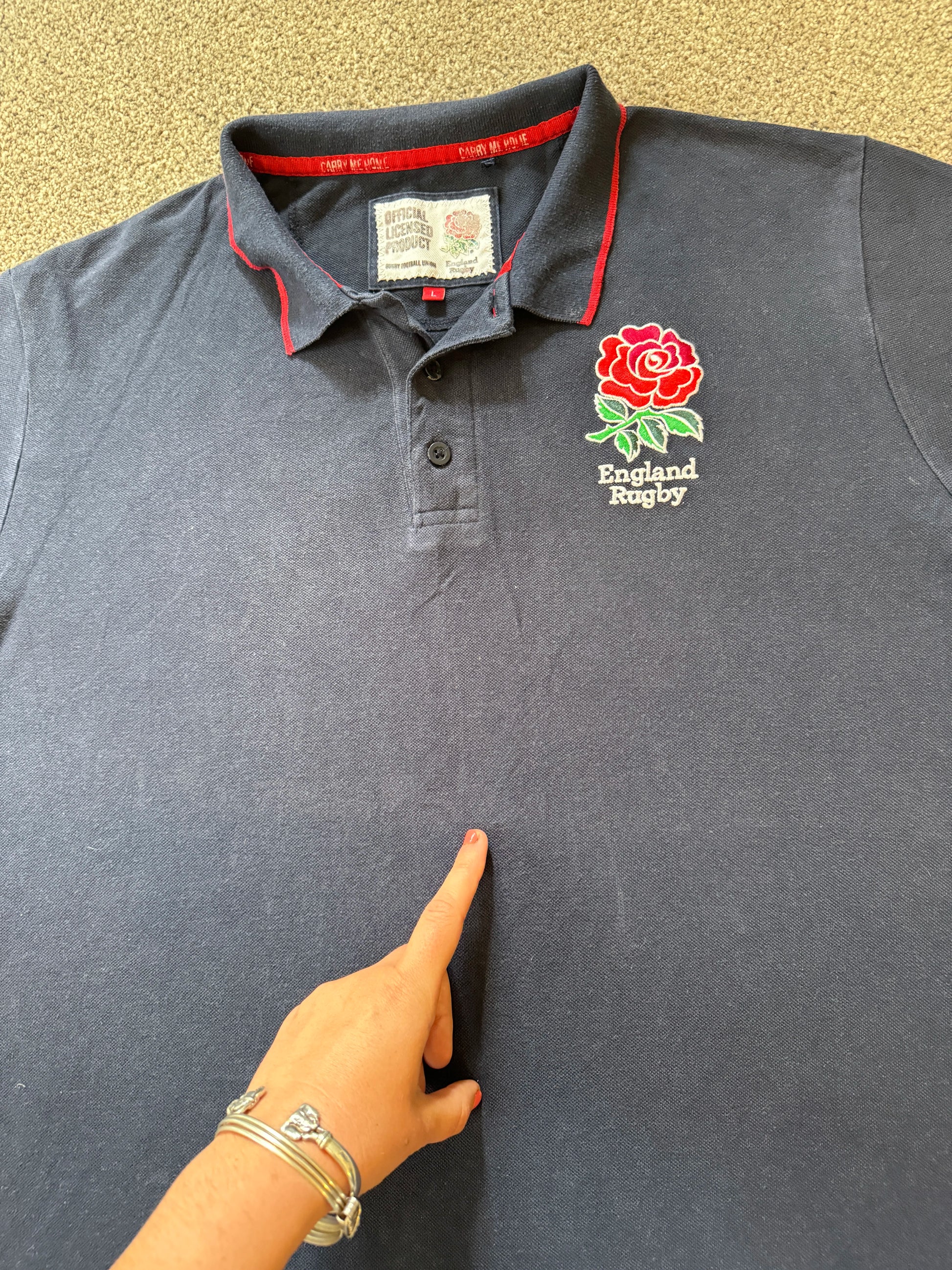 Large England Rugby Navy Polo Shirt