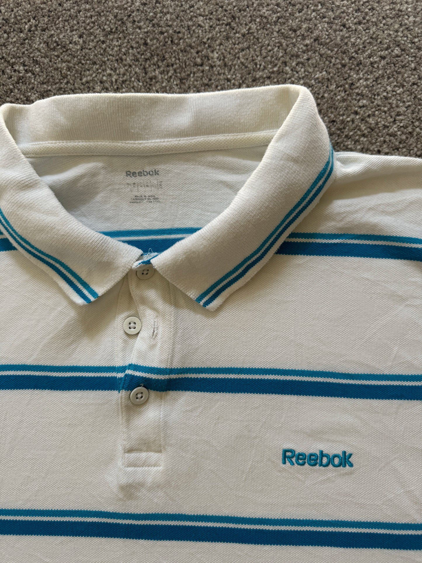 Extra large Reebok White Blue Polo Shirt