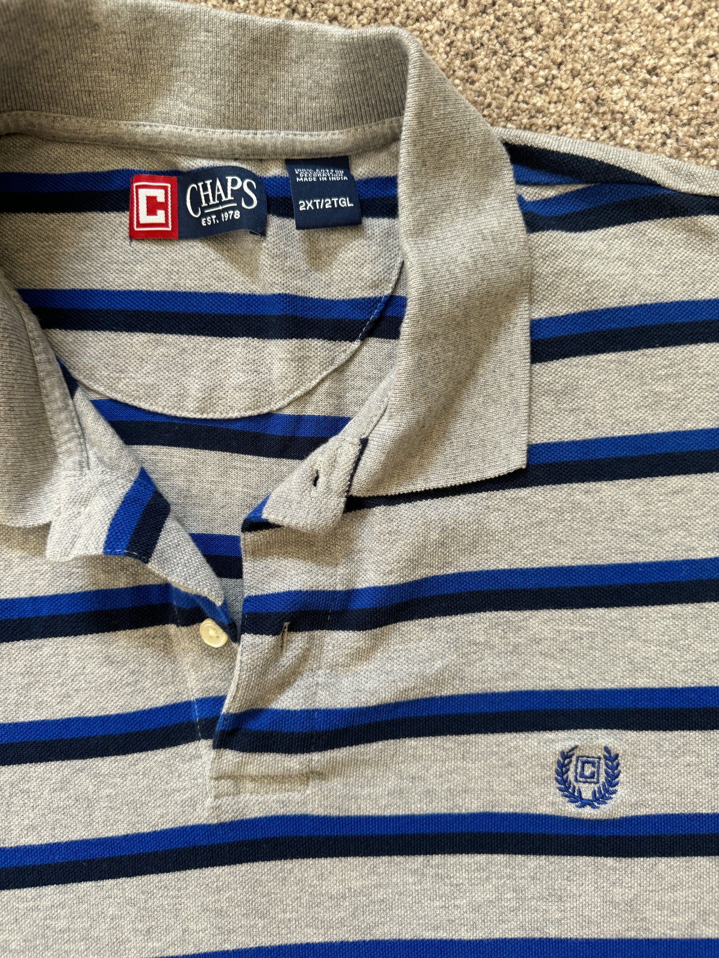 2XLT Chaps Grey Blue Polo Shirt