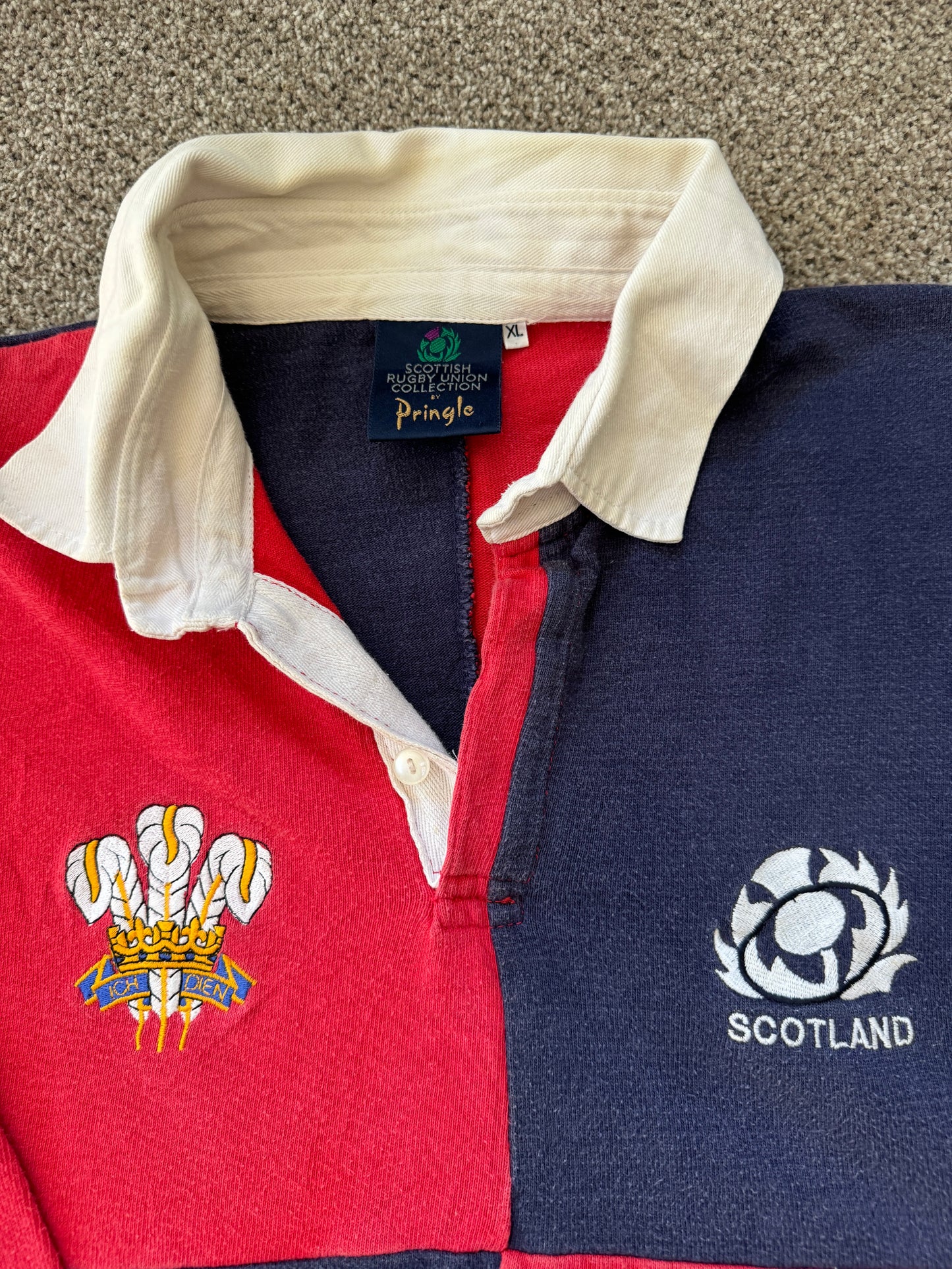 Extra large Pringle Wales Scotland Rugby Shirt