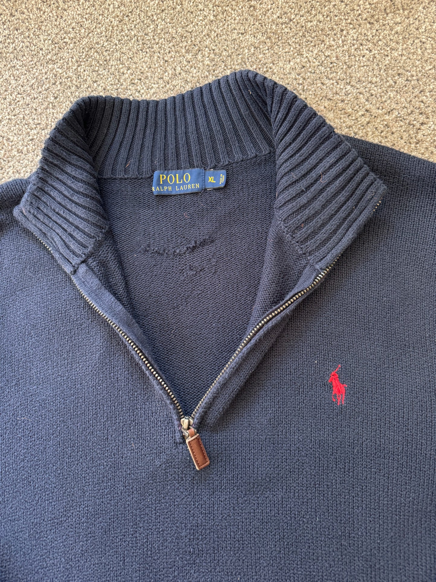 Extra large Ralph Lauren Navy Knitted 1/4 Zip