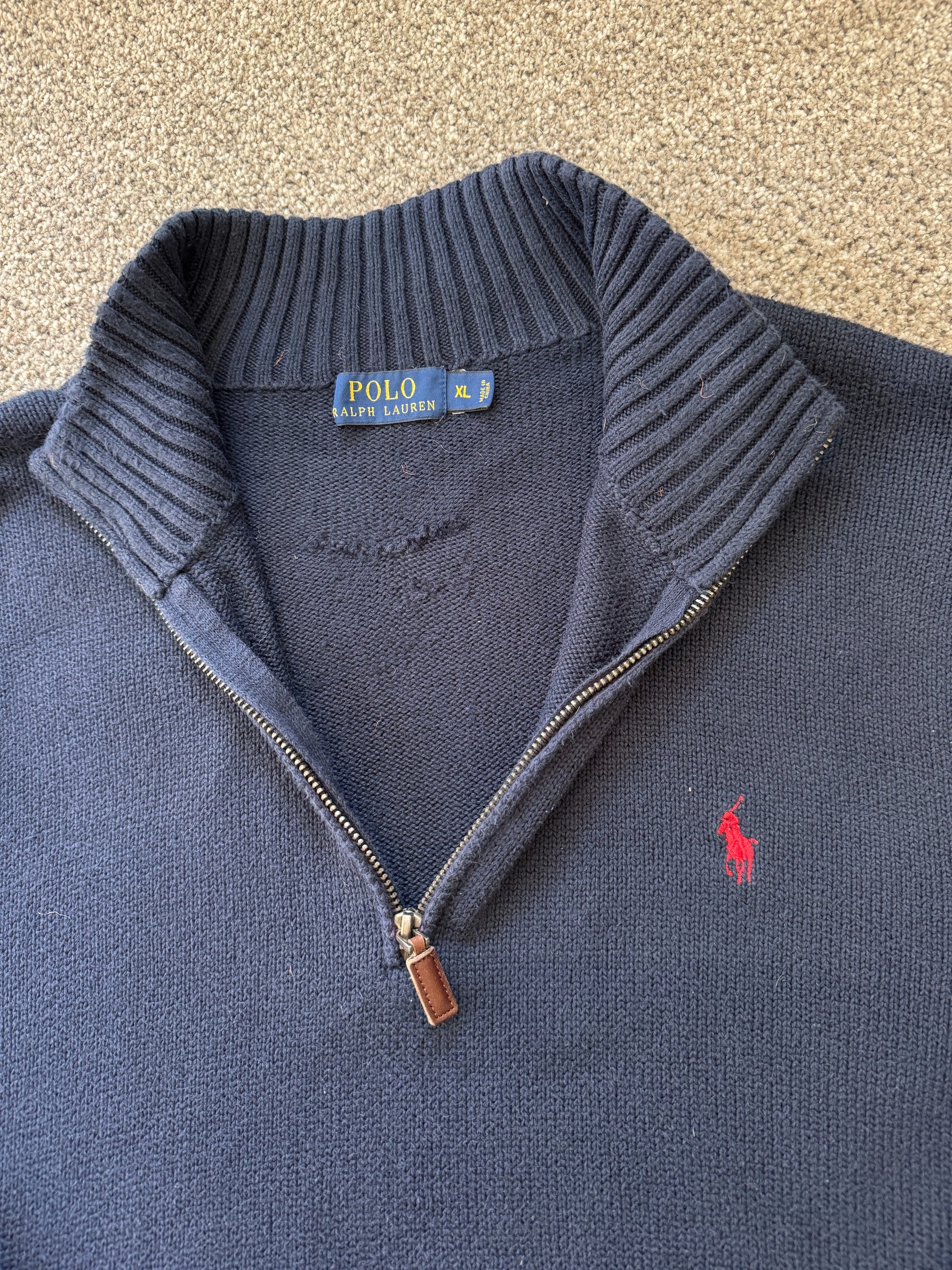 Extra large Ralph Lauren Navy Knitted 1/4 Zip