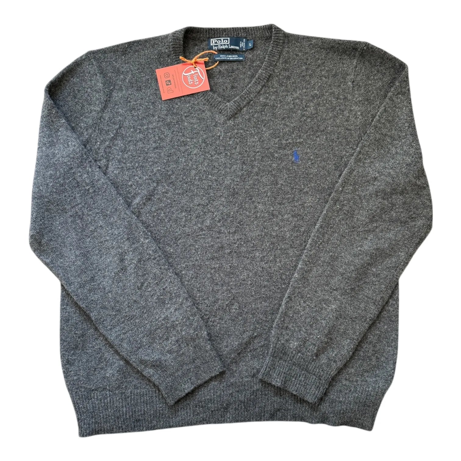Large Ralph Lauren Grey Lambswool Knitted Jumper
