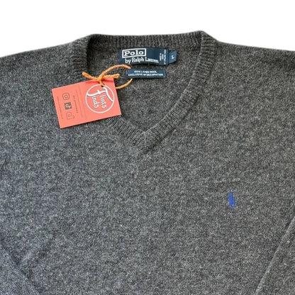 Large Ralph Lauren Grey Lambswool Knitted Jumper