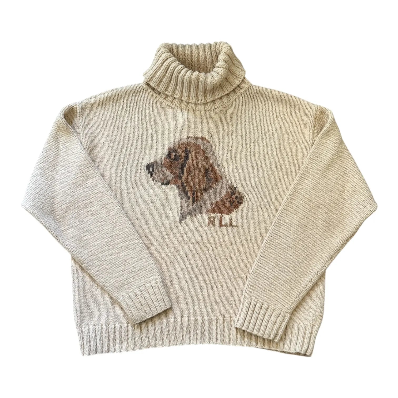 Woman's Medium Ralph Lauren Beige Knitted Dog Jumper