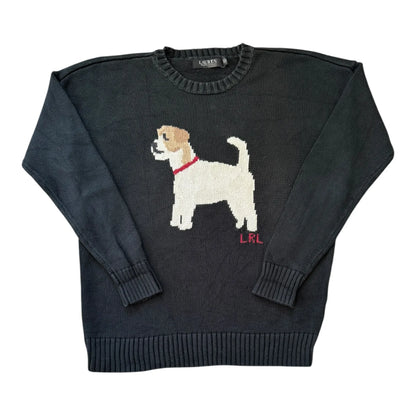 Woman's Black Label Small Ralph Lauren Knitted Embroidered Dog Jumper