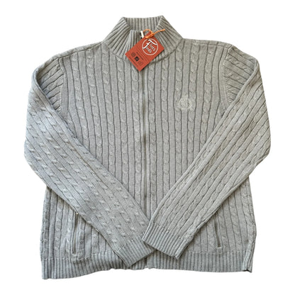 Woman's Medium Ralph Lauren Grey Full Zip Cable Knit