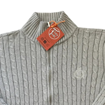 Woman's Medium Ralph Lauren Grey Full Zip Cable Knit