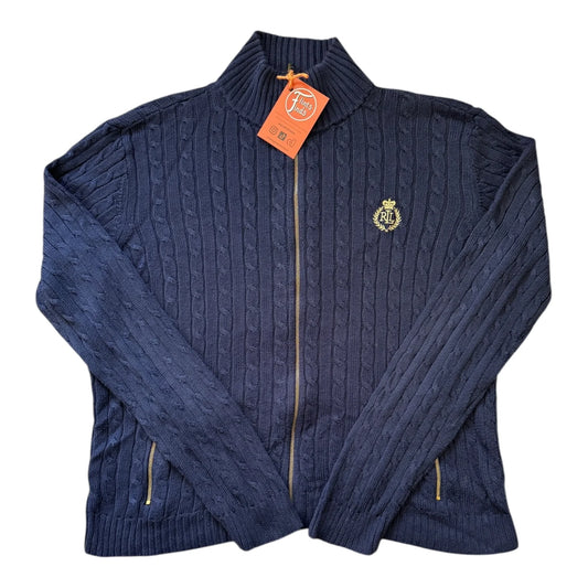 Woman's Large Ralph Lauren Navy Full Zip Cable Knit