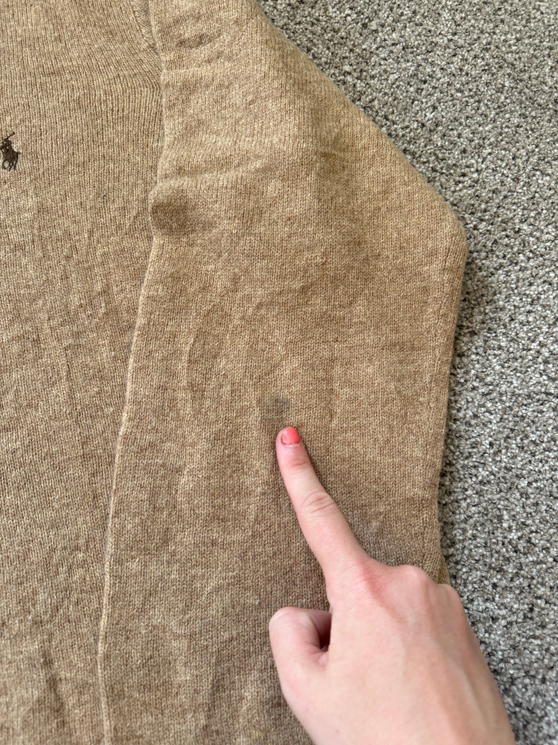 Extra large Ralph Lauren Beige Lambswool Knitted V-Neck Jumper