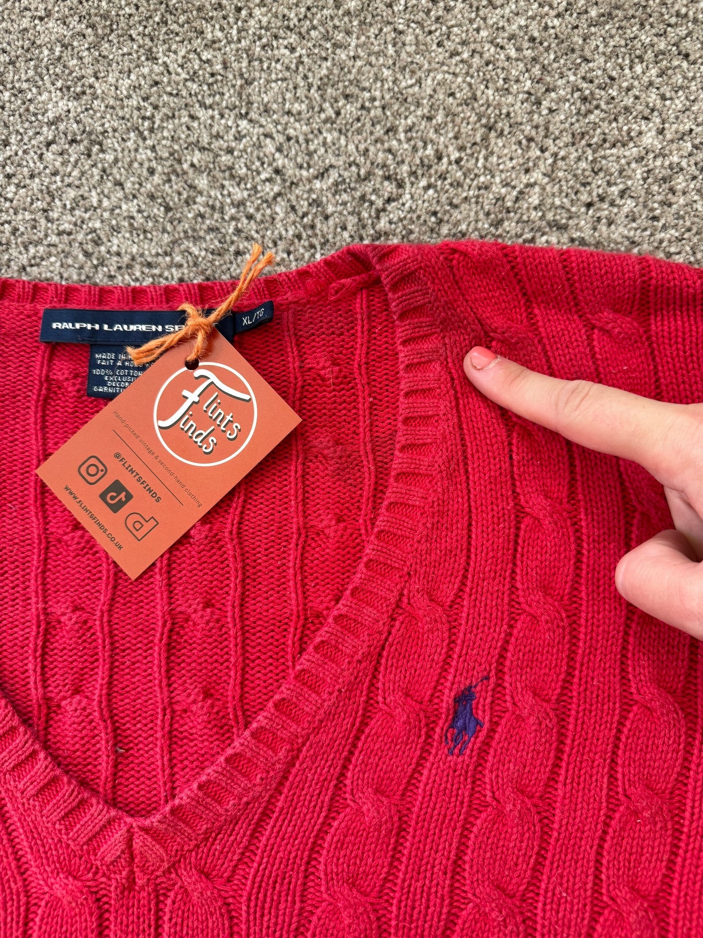 Woman's Extra large Ralph Lauren Red Cable Knit