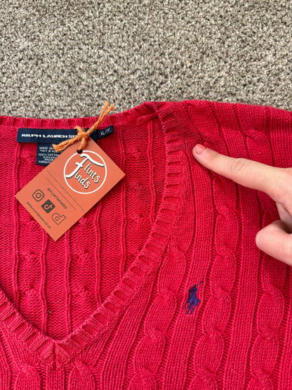 Woman's Extra large Ralph Lauren Red Cable Knit