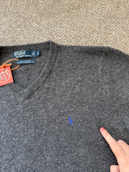 Large Ralph Lauren Grey Lambswool Knitted Jumper