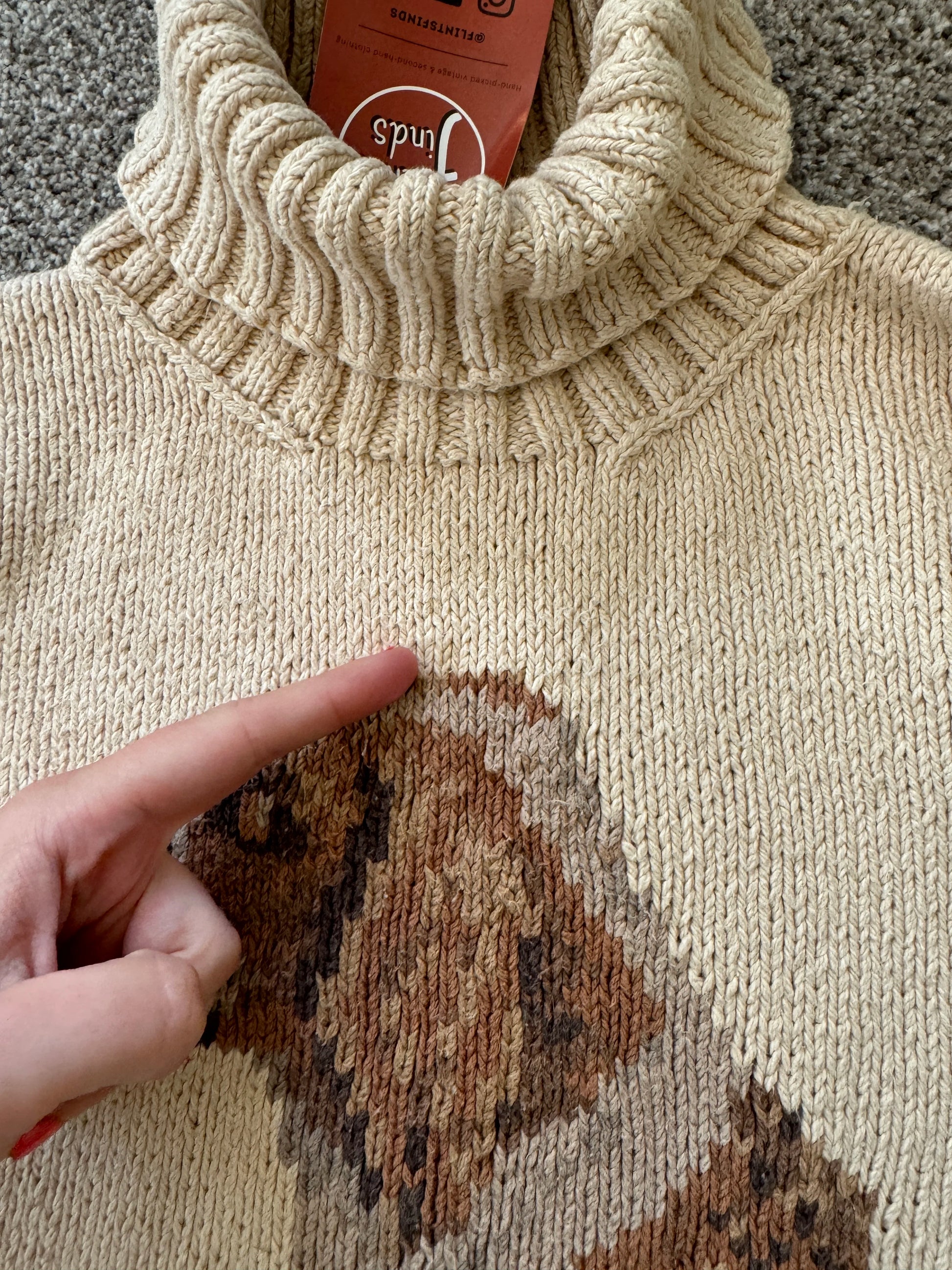 Woman's Medium Ralph Lauren Beige Knitted Dog Jumper