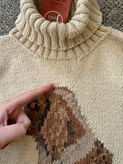 Woman's Medium Ralph Lauren Beige Knitted Dog Jumper