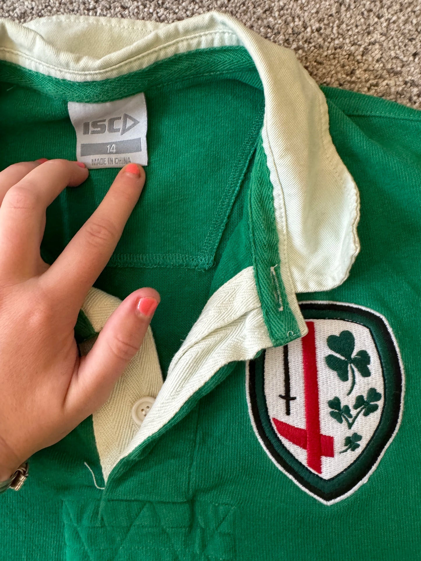 UK 14 London Irish Green Rugby Shirt
