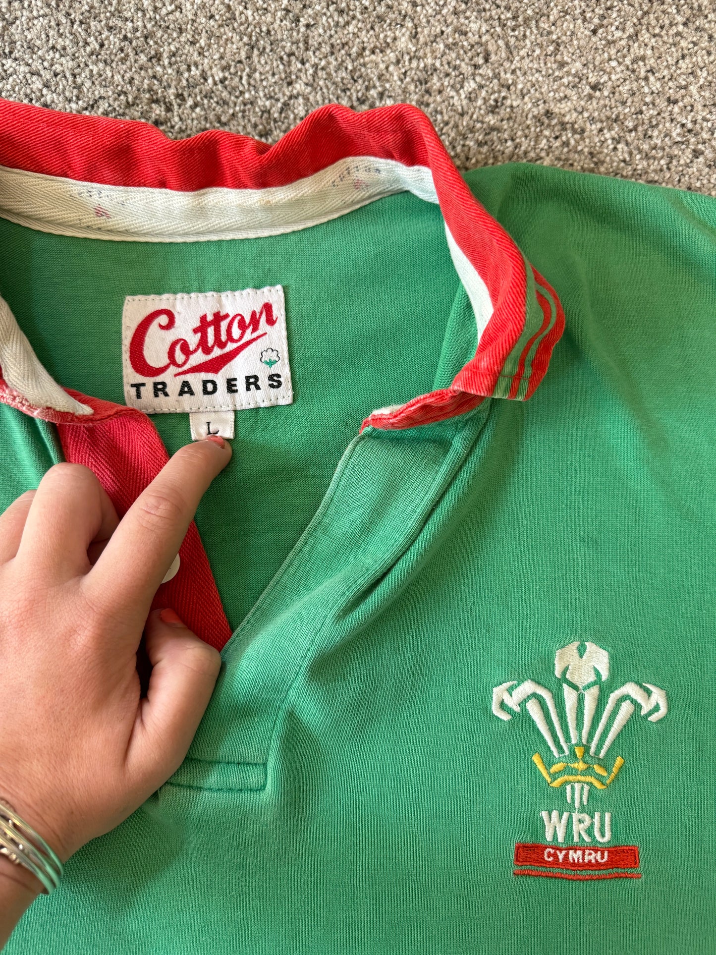 Large Cotton Traders 1992 Green Wales Rugby Shirt