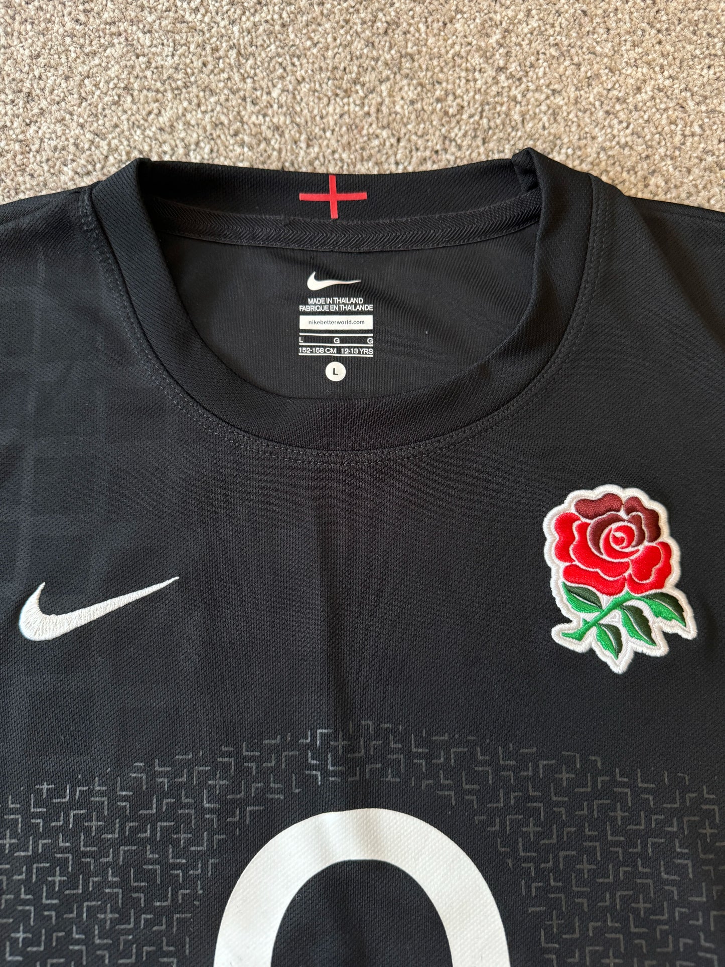 Aged 12-13 Nike Black England Rugby T-Shirt