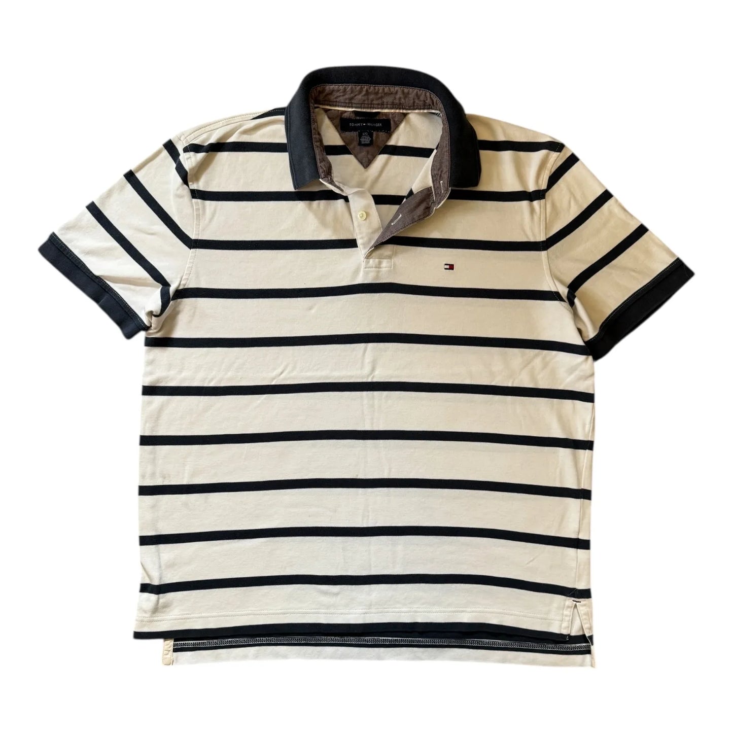 Large Tommy Hilfiger White Navy Polo Shirt
