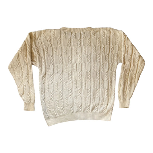 Medium Chaps Ralph Lauren White Cable Knit Jumper
