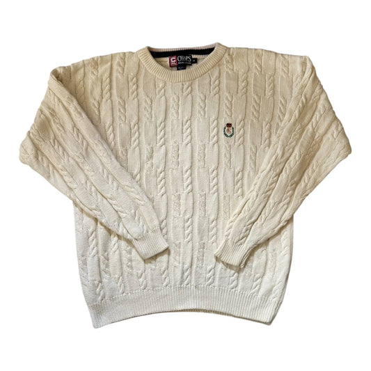 Medium Chaps Ralph Lauren White Cable Knit Jumper