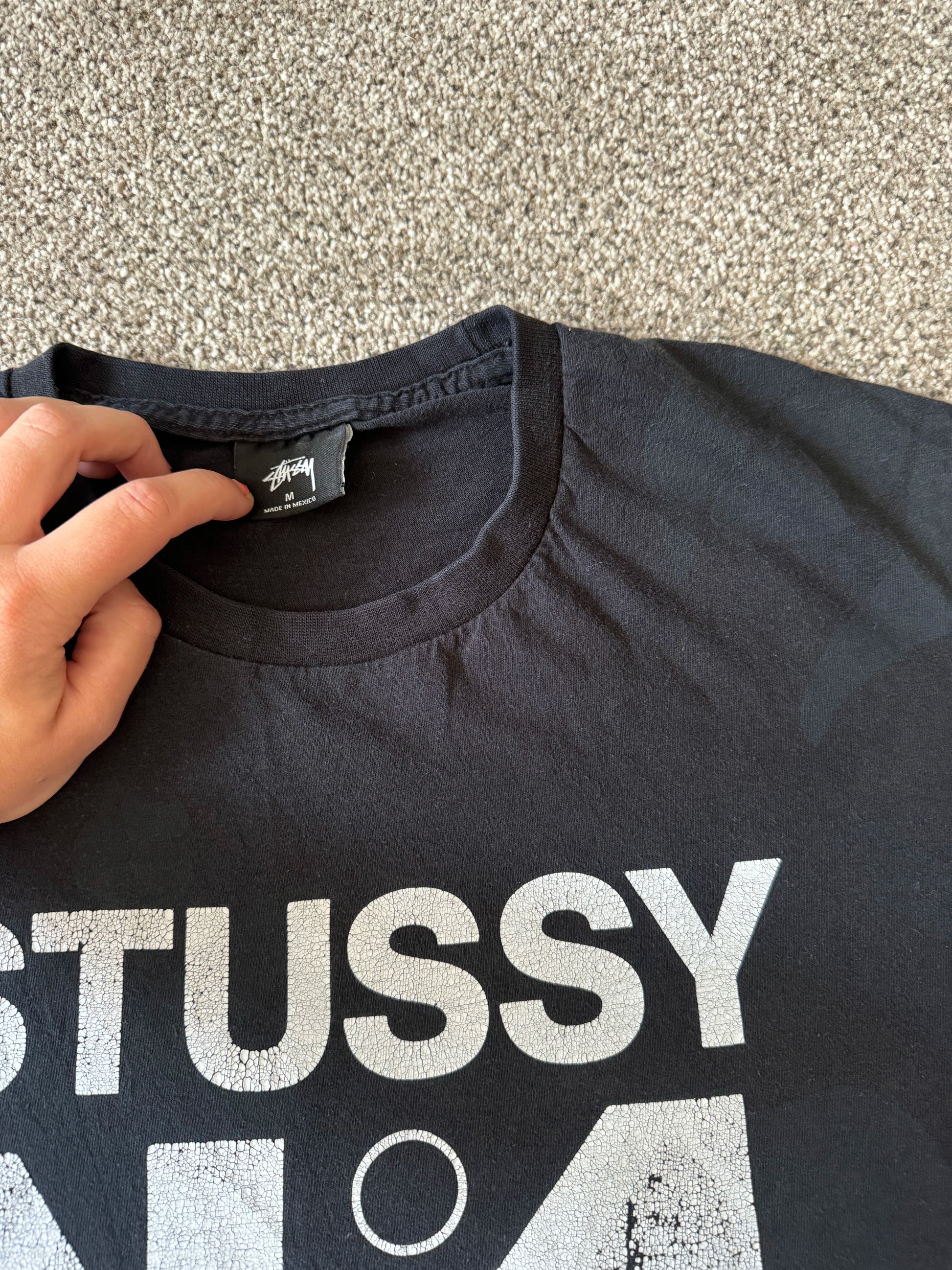 Medium Stussy Black Faint Floral Print T-Shirt