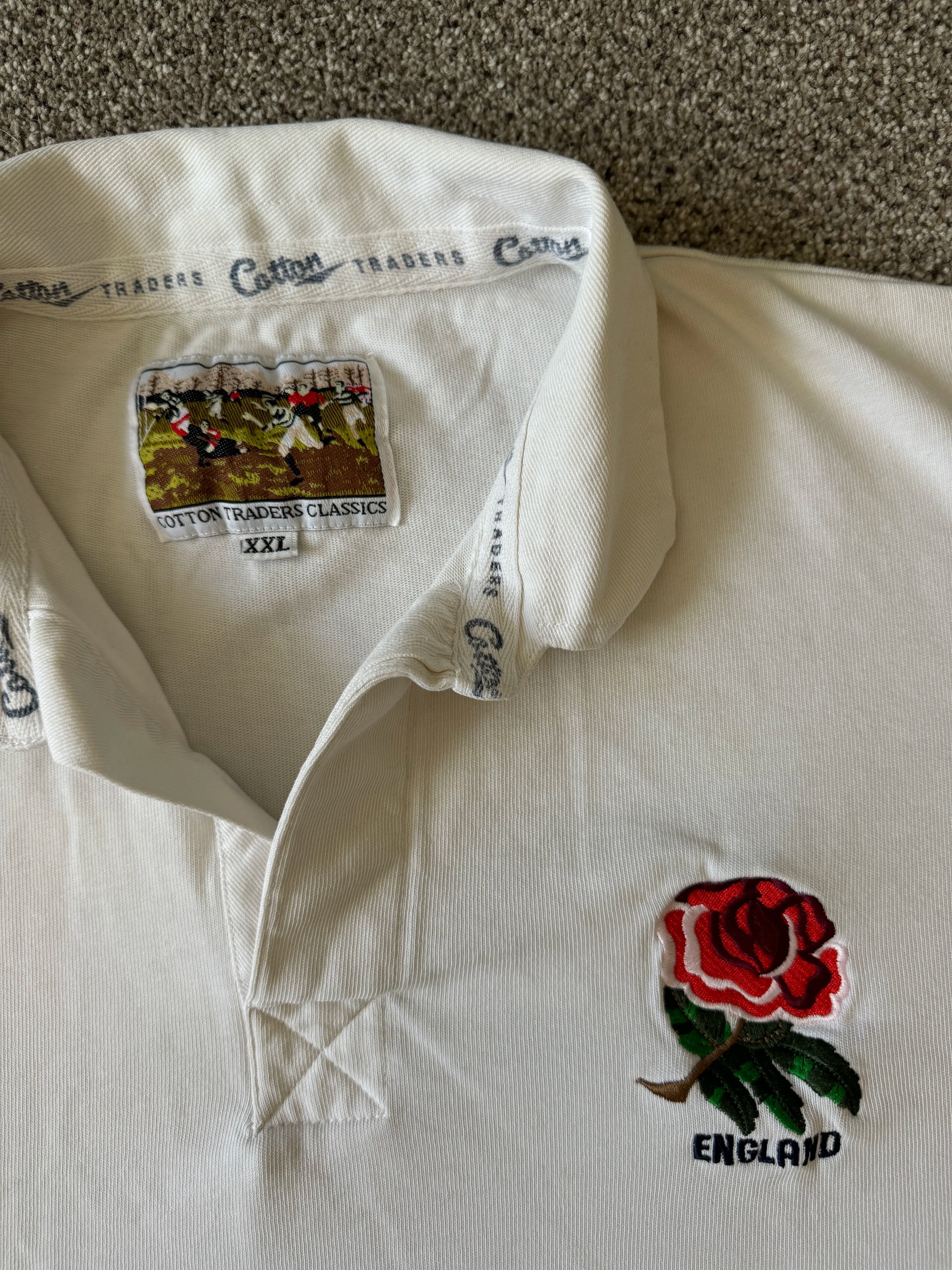 XXL Cotton Traders White England Rugby Shirt