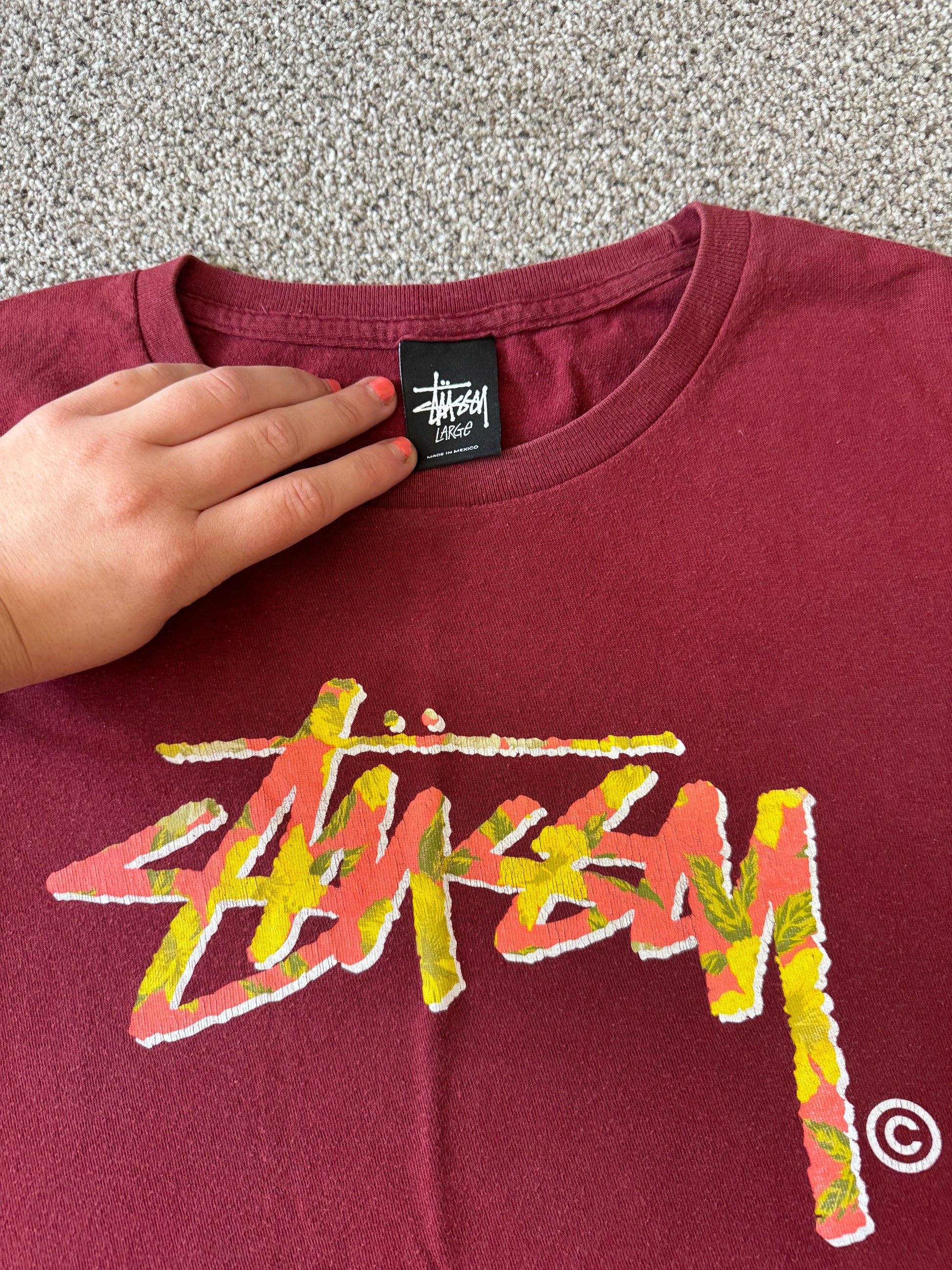 Large Stussy Red T-Shirt