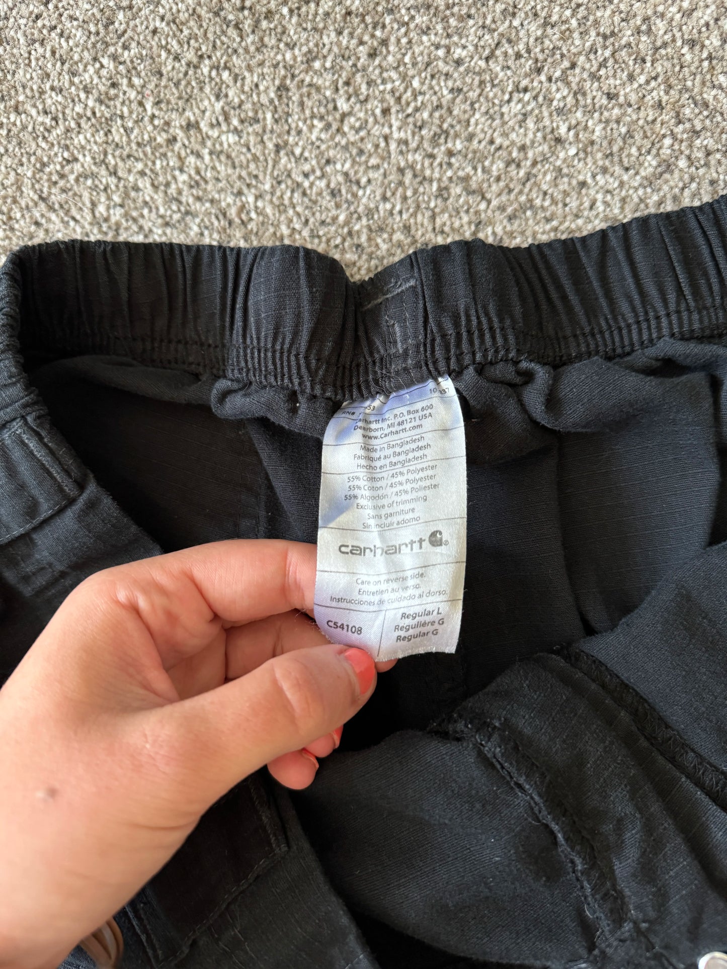 Large Carhartt Black Cargo Trousers