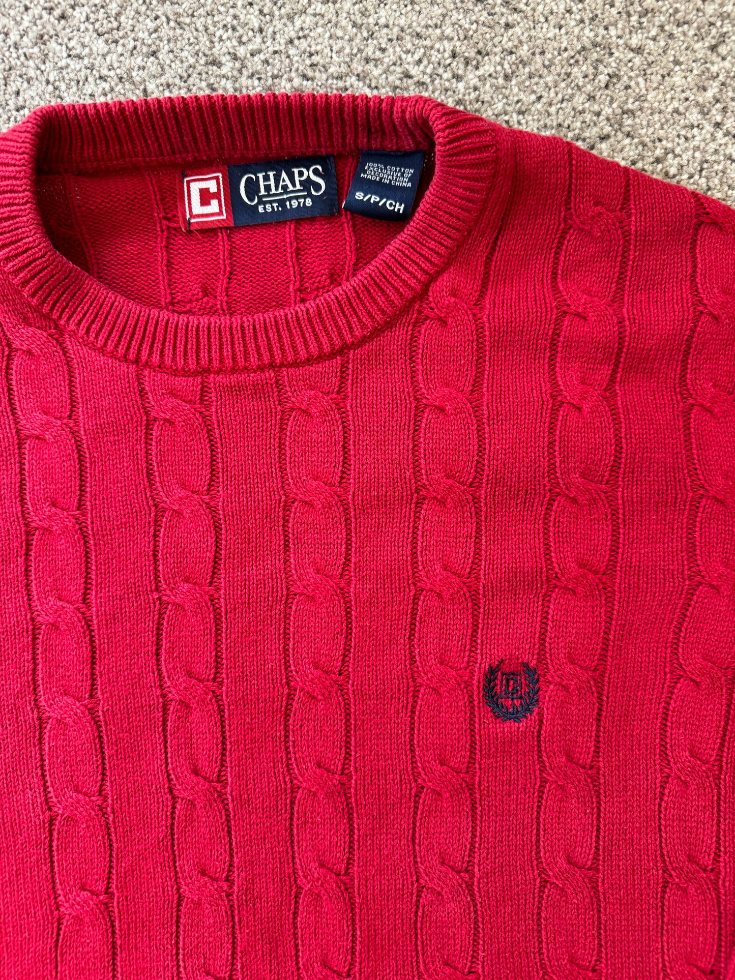 Small Chaps Red Cable Knit