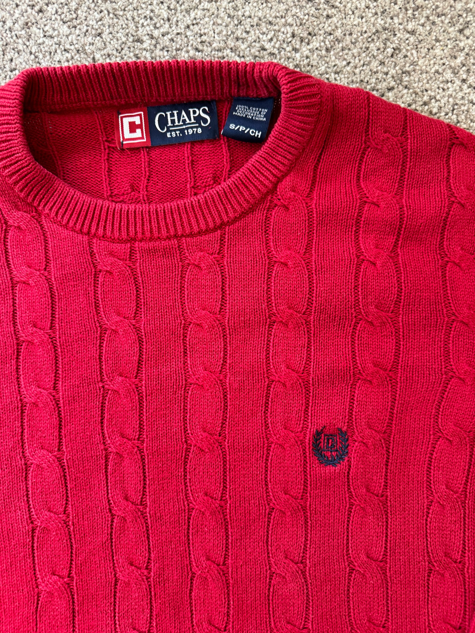 Small Chaps Red Cable Knit