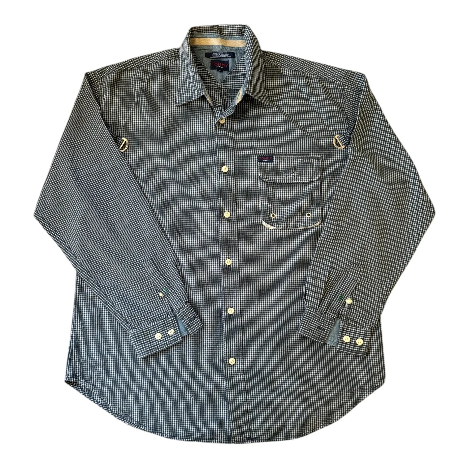 Large Tommy Hilfiger Black Checkered Shirt