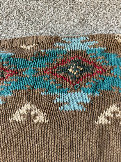 Medium Ralph Lauren Country Brown Hand Knitted Southwest Jumper